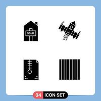 pack d'icônes vectorielles de stock de 4 signes et symboles de ligne pour la conception d'espace de vaisseau spatial de fichier d'archive de maison éléments de conception vectoriels modifiables vecteur