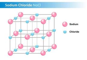 chlorure de sodium, chimie de la structure nacl, illustration vectorielle. vecteur