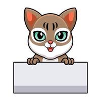 dessin animé mignon chat singapura tenant une pancarte blanche vecteur