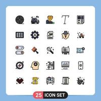25 icônes créatives signes et symboles modernes de bol de données de page italique gobelet éléments de conception vectoriels modifiables vecteur