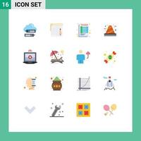 16 icônes créatives signes et symboles modernes de l'éducation du cône de développement construire un pack modifiable d'éléments de conception de vecteur créatif