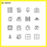 pack de 16 contours créatifs d'éléments de conception vectoriels modifiables de mamelon de diagnostic de liste de médicaments en nuage vecteur