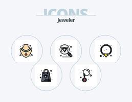 pack d'icônes rempli de ligne de bijoux 5 conception d'icônes. . or. mode. bijoux. boucles d'oreilles pendantes vecteur