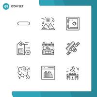 ensemble de 9 symboles d'icônes d'interface utilisateur modernes signes pour les éléments de conception vectoriels modifiables de balise de commerce électronique de dépôt de magasin de diffusion vecteur