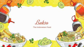 bakso dessiné à la main le fond de la cuisine indonésienne vecteur