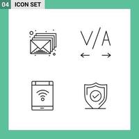 4 couleurs plates vectorielles thématiques remplies et symboles modifiables de la connexion d'enveloppe de téléphone par e-mail confirment les éléments de conception vectoriels modifiables vecteur