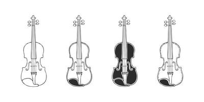 violons. violons dessinés à la main. types de violons. style dessiné à la main. illustration vectorielle vecteur