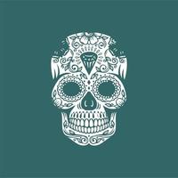 vecteur de crâne mexicain avec motif. croquis de conception de tatouage de crâne de style de tatouage old school. illustration en noir et blanc. illustration de crâne mexicain