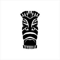 silhouette de l'icône de l'idole tiki. illustration simple d'une icône d'idole tiki pour la conception de sites Web isolée sur fond blanc, masque en bois tribal tiki, plante exotique tropicale et planche de bambou. Hawaï traditionnel vecteur