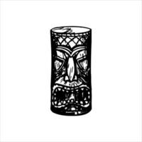 silhouette de l'icône de l'idole tiki. illustration simple d'une icône d'idole tiki pour la conception de sites Web isolée sur fond blanc, masque en bois tribal tiki, plante exotique tropicale et planche de bambou. Hawaï traditionnel vecteur