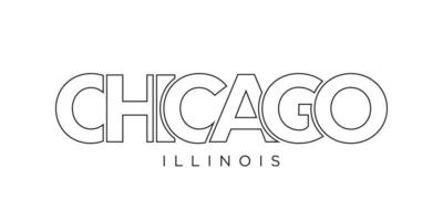 conception de slogan de typographie chicago, illinois, états-unis. logo amérique avec lettrage graphique de la ville pour l'impression et le web. vecteur