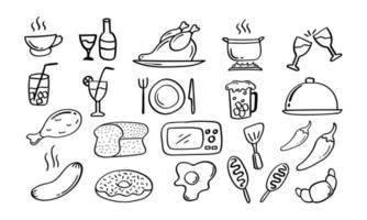 icône de nourriture et de boisson dessinée à la main dans un style doodle vecteur
