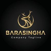 barasingha, cerf logo doré minimal vecteur