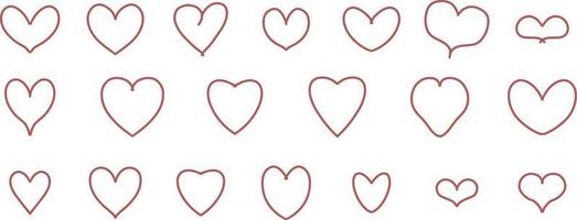 vecteurs de formes de coeur simples dessinés à la main. vecteur