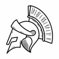 casque de romain. armure spartiate. icône de vecteur de griffonnage. gladiateur.