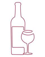 une bouteille de vin avec un verre. conception de ligne minimale. dessin au trait. illustration vectorielle. vecteur