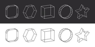 diverses formes géométriques futuristes rétro. éléments de conception rétro-onde. illustration vectorielle vecteur