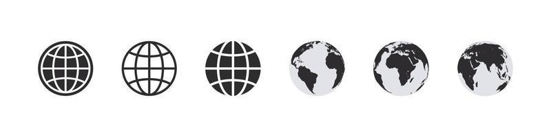 icône de globe terrestre. icônes de planète terre. icônes de globes. illustration vectorielle vecteur
