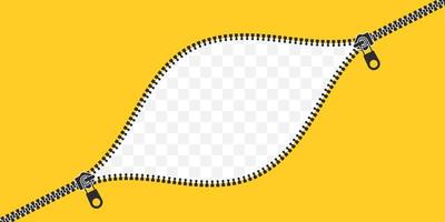 casier zip. fermeture éclair fermée et ouverte. fond jaune avec deux fermoirs. illustration vectorielle vecteur