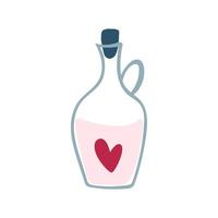 élixir d'amour en bouteille bouchée. boisson magique. icône de philtre d'amour isolé sur blanc. illustration vectorielle dessinés à la main. vecteur