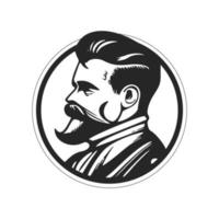 logo représentant un homme élégant avec une barbe. le logo peut représenter un dessin stylisé pour un salon de coiffure ou un salon de coiffure. vecteur