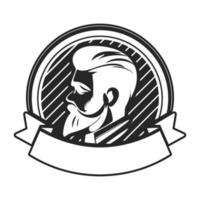 logo représentant un homme brutal avec une barbe. le logo peut représenter un dessin stylisé pour un salon de coiffure ou un salon de coiffure. vecteur