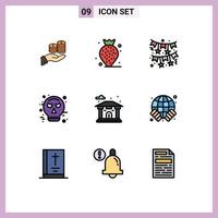 ensemble de 9 symboles d'icônes d'interface utilisateur modernes signes pour guy fawkes avatar berry night décoration de fête éléments de conception vectoriels modifiables vecteur