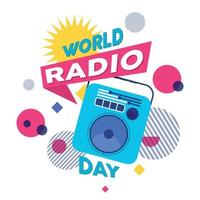 journée mondiale de la radio le 13 février design coloré vecteur