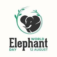 mot lettre journée mondiale des éléphants 12 août modèle arrière plan vecteur