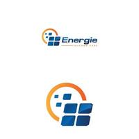 logo d'énergie solaire avec panneau abstrait vecteur