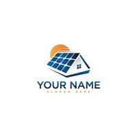 logo de maison solaire avec panneau solaire de toit abstrait