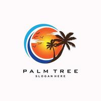 conception d'illustration vectorielle de palmier logo, modèle d'icône minimaliste vecteur