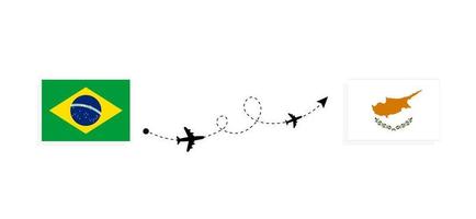 vol et voyage du brésil à chypre par concept de voyage en avion de passagers vecteur