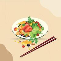 délicieux aliments sains et restaurants traditionnels, cuisine, menu, illustration vectorielle vecteur