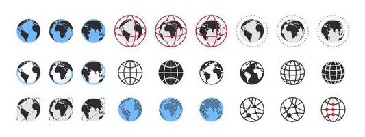 collection de globe terrestre. ensemble d'icônes de globes terrestres. illustration vectorielle vecteur