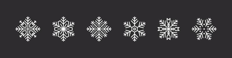 ensemble de flocons de neige. flocons de neige blancs sur fond sombre. signes de Noël. collection de flocons de neige de haute qualité. illustration vectorielle vecteur