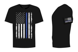 fine ligne bleue avec la conception de t-shirt drapeau usa vecteur