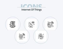 pack d'icônes de ligne internet des objets 5 conception d'icônes. . technologie intelligente. l'Internet. lampe. épingler vecteur