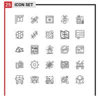 ensemble moderne de 25 lignes et symboles tels que le sac d'argent copyright botanique éléments de conception vectoriels modifiables biologiques vecteur