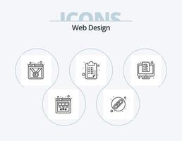 pack d'icônes de ligne de conception web 5 conception d'icônes. vidéo. le navigateur. crayon. création de sites web. sensible vecteur