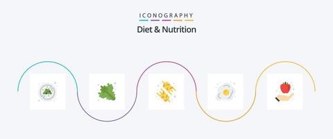 alimentation et nutrition plat 5 pack d'icônes comprenant des fruits. la nutrition. nourriture. en bonne santé. Oeuf vecteur