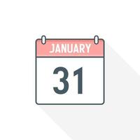 Icône du calendrier du 31 janvier. 31 janvier calendrier date mois icône vecteur illustrateur