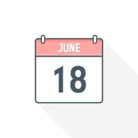 Icône du calendrier du 18 juin. 18 juin calendrier date mois icône vecteur illustrateur