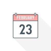 Icône du calendrier du 23 février. 23 février calendrier date mois icône vecteur illustrateur