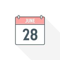 Icône de calendrier du 28 juin. 28 juin calendrier date mois icône vecteur illustrateur