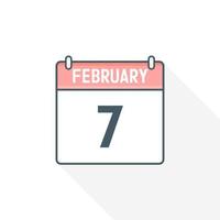 Icône du calendrier du 7 février. 7 février calendrier date mois icône vecteur illustrateur