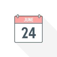 Icône de calendrier du 24 juin. 24 juin calendrier date mois icône vecteur illustrateur