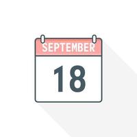 Icône du calendrier du 18 septembre. 18 septembre calendrier date mois icône vecteur illustrateur