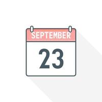 Icône de calendrier du 23 septembre. 23 septembre calendrier date mois icône vecteur illustrateur