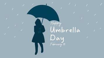 bonne journée nationale des parapluies. fille portant une silhouette de parapluie. illustration vectorielle de style plat minimaliste vecteur